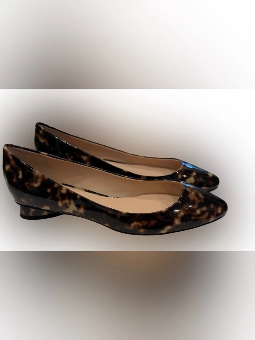 KATE SPADE Tortoise Print FALLYN Patent Leather   Flats Shoes size 9 GUC